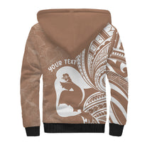 Mother's Day Sherpa Hoodie Polynesia Vintage Hibiscus - Brown