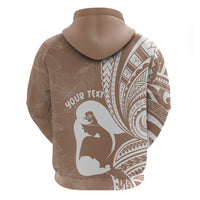 Mother's Day Zip Hoodie Polynesia Vintage Hibiscus - Brown