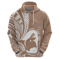 Mother's Day Zip Hoodie Polynesia Vintage Hibiscus - Brown