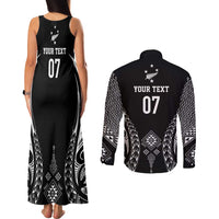 2025 Rugby Championship New Zealand Custom Couples Matching Tank Maxi Dress and Long Sleeve Button Shirt Poutama Motifs - Polynesian Pride