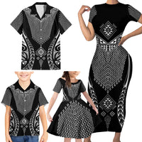 2025 Rugby Championship New Zealand Custom Family Matching Short Sleeve Bodycon Dress and Hawaiian Shirt Poutama Motifs - Polynesian Pride