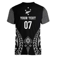 2025 Rugby Championship New Zealand Custom Women V-Neck T-Shirt Poutama Motifs - Polynesian Pride