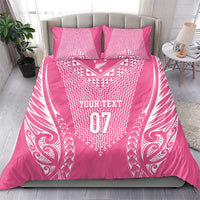 2025 Rugby Championship New Zealand Custom Bedding Set Poutama Motifs - Pink Out - Polynesian Pride