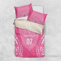 2025 Rugby Championship New Zealand Custom Bedding Set Poutama Motifs - Pink Out - Polynesian Pride