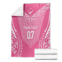 2025 Rugby Championship New Zealand Custom Blanket Poutama Motifs - Pink Out - Polynesian Pride