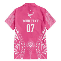 2025 Rugby Championship New Zealand Custom Family Matching Mermaid Dress and Hawaiian Shirt Poutama Motifs - Pink Out - Polynesian Pride