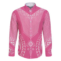 2025 Rugby Championship New Zealand Custom Family Matching Off The Shoulder Long Sleeve Dress and Hawaiian Shirt Poutama Motifs - Pink Out - Polynesian Pride