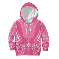 2025 Rugby Championship New Zealand Custom Kid Hoodie Poutama Motifs - Pink Out - Polynesian Pride