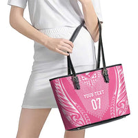 2025 Rugby Championship New Zealand Custom Leather Tote Bag Poutama Motifs - Pink Out - Polynesian Pride