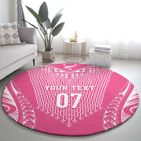 2025 Rugby Championship New Zealand Custom Round Carpet Poutama Motifs - Pink Out - Polynesian Pride