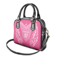 2025 Rugby Championship New Zealand Custom Shoulder Handbag Poutama Motifs - Pink Out - Polynesian Pride