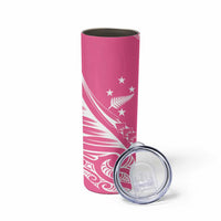 2025 Rugby Championship New Zealand Custom Skinny Tumbler Poutama Motifs - Pink Out - Polynesian Pride