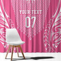2025 Rugby Championship New Zealand Custom Window Curtain Poutama Motifs - Pink Out - Polynesian Pride