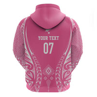 2025 Rugby Championship New Zealand Custom Zip Hoodie Poutama Motifs - Pink Out - Polynesian Pride