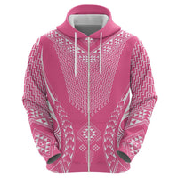 2025 Rugby Championship New Zealand Custom Zip Hoodie Poutama Motifs - Pink Out - Polynesian Pride