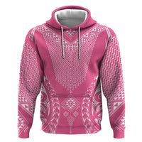 2025 Rugby Championship New Zealand Custom Zip Hoodie Poutama Motifs - Pink Out - Polynesian Pride