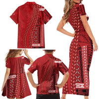 Samoa FAST Siapo Family Matching Short Sleeve Bodycon Dress and Hawaiian Shirt Tatau-Ulafala Vines - Polynesian Pride
