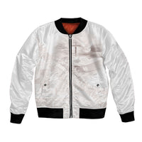 Samoa Lotu Tamaiti White Prayers Bomber Jacket Floral Mamanu Siapo LT7 Unisex White - Polynesian Pride