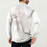Samoa Lotu Tamaiti White Prayers Button Sweatshirt Floral Mamanu Siapo LT7 - Polynesian Pride