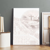 Samoa Lotu Tamaiti White Prayers Canvas Wall Art Floral Mamanu Siapo LT7 - Polynesian Pride