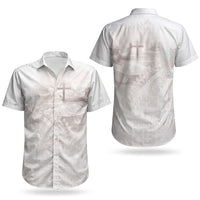 Samoa Lotu Tamaiti White Prayers Couples Matching Short Sleeve Bodycon Dress and Hawaiian Shirt Floral Mamanu Siapo LT7 - Polynesian Pride