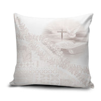Samoa Lotu Tamaiti White Prayers Pillow Cover Floral Mamanu Siapo LT7 White - Polynesian Pride