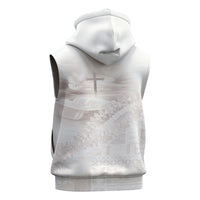 Samoa Lotu Tamaiti White Prayers Sleeveless Hoodie Floral Mamanu Siapo LT7 - Polynesian Pride
