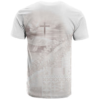 Samoa Lotu Tamaiti White Prayers T Shirt Floral Mamanu Siapo LT7 - Polynesian Pride