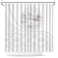 Tonga White Sunday Fakame Shower Curtain Tokelaufeletoa Kupesi LT7 White - Polynesian Pride
