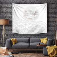 Tonga White Sunday Fakame Tapestry Tokelaufeletoa Kupesi LT7 White - Polynesian Pride
