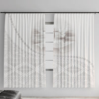 Tonga White Sunday Fakame Window Curtain Tokelaufeletoa Kupesi LT7 With Hooks White - Polynesian Pride