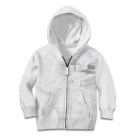 Niue White Sunday Tapu Fanau Kid Hoodie Fiti Pua Mix Hiapo Tapa LT7 Zip Hoodie White - Polynesian Pride