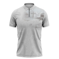 Niue White Sunday Tapu Fanau Zipper Polo Shirt Fiti Pua Mix Hiapo Tapa LT7 White - Polynesian Pride