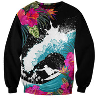 Hawaii Surfing Sweatshirt Triple Crown Rides The Waves LT7 Unisex Black - Polynesian Pride