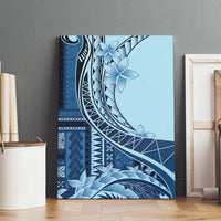 Samoa Siapo Mamanu Canvas Wall Art Plumeria Navy Blue Motifs