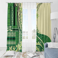 Samoa Siapo Mamanu Window Curtain Plumeria Emerald Motifs