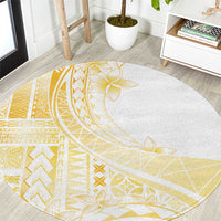 Samoa Siapo Mamanu Round Carpet Plumeria Fancy Gold Motifs LT7 Gold - Polynesian Pride