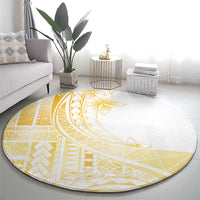 Samoa Siapo Mamanu Round Carpet Plumeria Fancy Gold Motifs LT7 - Polynesian Pride