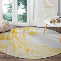 Samoa Siapo Mamanu Round Carpet Plumeria Fancy Gold Motifs LT7 - Polynesian Pride