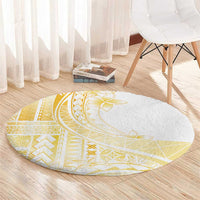 Samoa Siapo Mamanu Round Carpet Plumeria Fancy Gold Motifs LT7 - Polynesian Pride