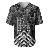Aotearoa Taniko Pattern Baseball Jersey Poutama Mix Kowhai Flowers LT7 Grey - Polynesian Pride