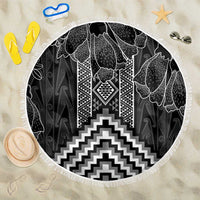 Aotearoa Taniko Pattern Beach Blanket Poutama Mix Kowhai Flowers