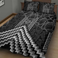 Aotearoa Taniko Pattern Quilt Bed Set Poutama Mix Kowhai Flowers