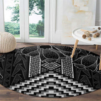 Aotearoa Taniko Pattern Round Carpet Poutama Mix Kowhai Flowers LT7 - Polynesian Pride
