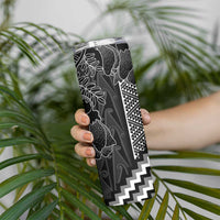 Aotearoa Taniko Pattern Skinny Tumbler Poutama Mix Kowhai Flowers