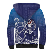 Samoa Manuia le Aso Tuto'atasi Siapo Motif Sherpa Hoodie Warrior with Nifo Oti LT7 - Polynesian Pride