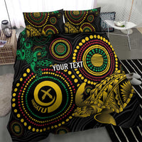 Vanuatu Personalized Aboriginal Arts Bedding Set Turtle and Iguana Special - Polynesian Pride