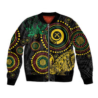 Vanuatu Personalized Aboriginal Arts Bomber Jacket Turtle and Iguana Special - Polynesian Pride