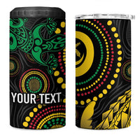 Vanuatu Personalized Aboriginal Arts 4 in 1 Can Cooler Tumbler Turtle and Iguana Special - Polynesian Pride