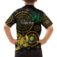 Vanuatu Personalized Aboriginal Arts Family Matching Long Sleeve Bodycon Dress and Hawaiian Shirt Turtle and Iguana Special LT7 - Polynesian Pride